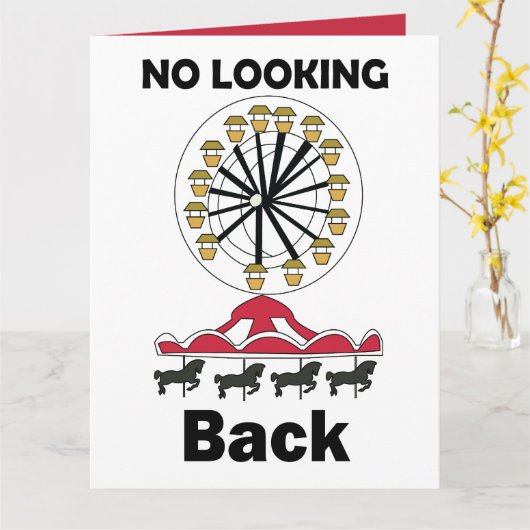Carousel Ride No Looking Back Inspirational Quote カード (黄色い花)
