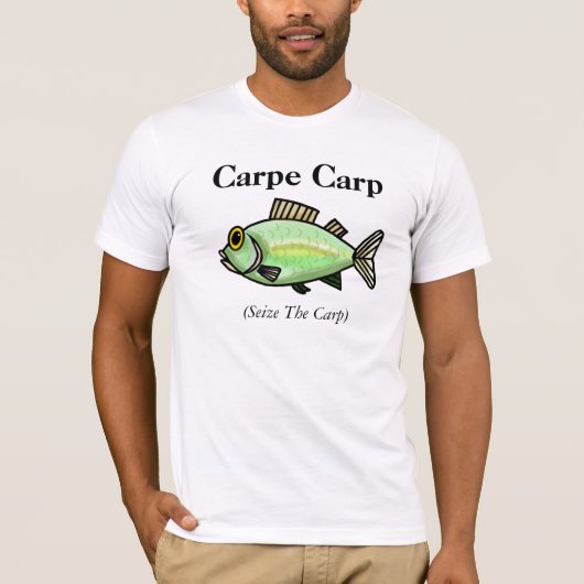 Carpeのコイの魚釣りのTシャツは"握りますコイ"を Tシャツ (正面)