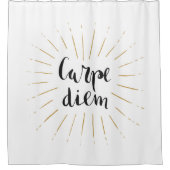 Carpe Diemは日の手教養があるタイポグラフィを握ります シャワーカーテン (正面)