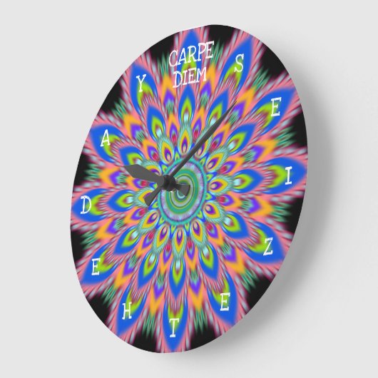 Carpe Diemは日の曼荼羅の柱時計を握ります ラージ壁時計 (傾斜)