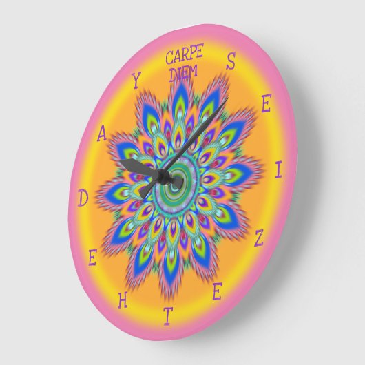 Carpe Diemは日の曼荼羅の柱時計を握ります ラージ壁時計 (傾斜)
