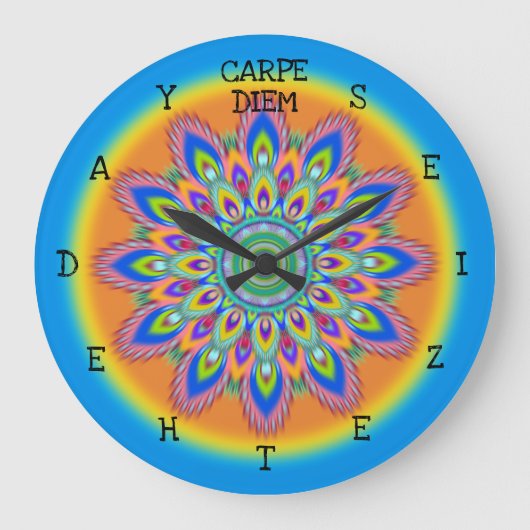 Carpe Diemは日の曼荼羅の柱時計を握ります ラージ壁時計 (正面)