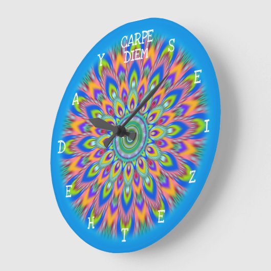 Carpe Diemは日の曼荼羅の柱時計を握ります ラージ壁時計 (傾斜)
