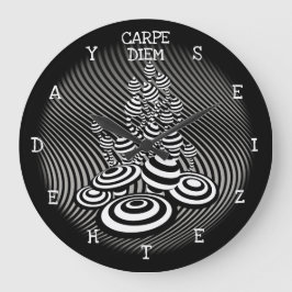 Carpe Diemは日の魔法のきのこのボーダーを握ります ラージ壁時計