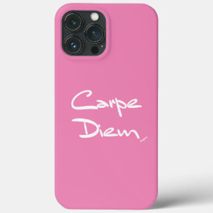CARPE DIEMピンクホワイトタイポグラフィカッコいいiPhoneケース iPhone 13 Pro Maxケース