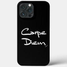 CARPE DIEM ブラック＆ホワイト タイポグラフィー クール iPhone ケース
