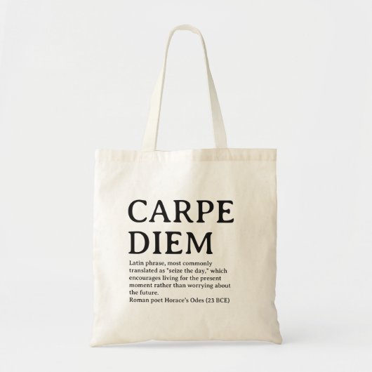 Carpe Diem ラテン語の名言 トートバッグ (正面)