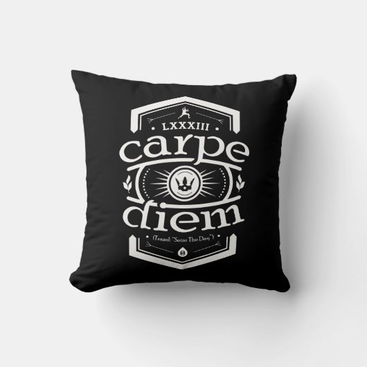 Carpe Diem -正方形の装飾用クッション-黒 クッション (正面)