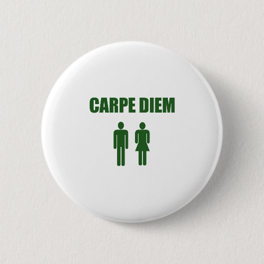 Carpe Diem (緑の文字の男の子及び女の子) 缶バッジ (正面)