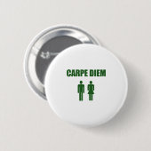 Carpe Diem (緑の文字の男の子及び女の子) 缶バッジ (正面&裏面)