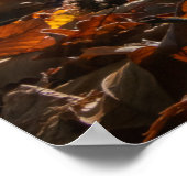 Carpe Diem 輝くカラフルな葉の森の夕焼け ポスター (角)