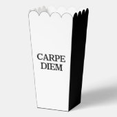 Carpe Diem 黒と白のポップコーン箱 フェイバーボックス (正面)