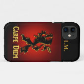 "Carpe Diem"黒と赤のライオンとIphoneケース。 Case-Mate iPhoneケース (裏面(横))