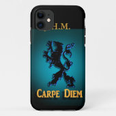 "Carpe Diem"黒と青のライオンとIphoneケース。 Case-Mate iPhoneケース (裏面)