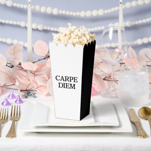 Carpe Diem black and white popcorn boxes フェイバーボックス (ウェディング)