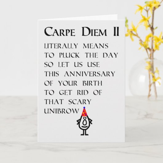 Carpe Diem II A Funny Happy Birthday Poem カード (黄色い花)