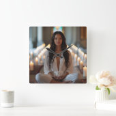 CARPE DIEM - Meditation - Yoga スクエア壁時計 (ホーム)