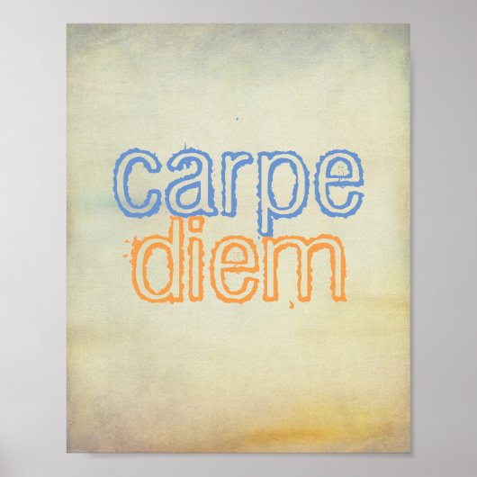 carpe diem quote poster text in blue and orange ポスター (正面)