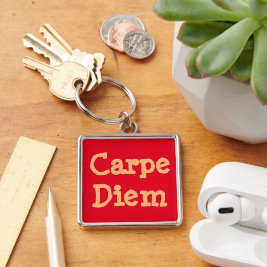 「CARPE DIEM/SEIZE THE DAY」キーリング/カスタマイズ可能 キーホルダー (デスク)