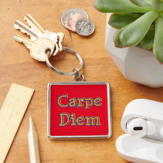 「CARPE DIEM/SEIZE THE DAY」キーリング/カスタマイズ可能 キーホルダー