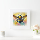 Carpenter bee 041024AREF116 - Watercolor スクエア壁時計 (ホーム)