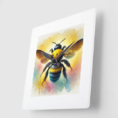 Carpenter bee 041024AREF116 - Watercolor スクエア壁時計 (傾斜)