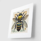 Carpenter Bee 250924IREF213 - Watercolor スクエア壁時計 (傾斜)