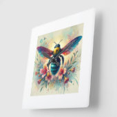 Carpenter bee peacock 210924AREF130 - Watercolor スクエア壁時計 (傾斜)