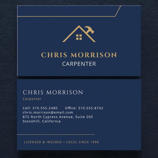 Carpenter Carpentry Contractor Home Builder 名刺