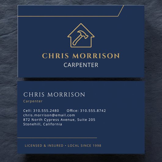 Carpenter Carpentry House Hammer Icon 名刺