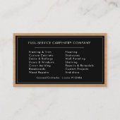 Carpenter Carpentry Wood General Contractor 名刺 (裏面)