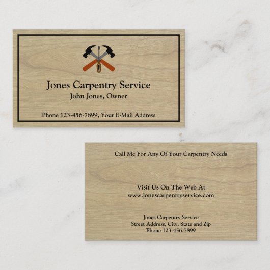 Carpenter Contractor Construction Business Card 名刺 (正面/裏面)