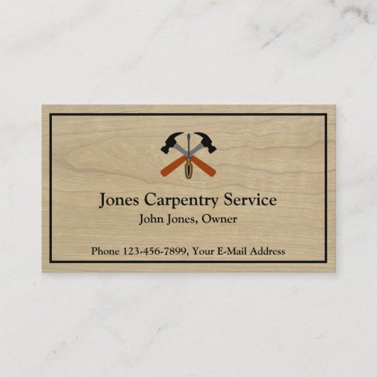 Carpenter Contractor Construction Business Card 名刺 (正面)
