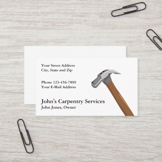 Carpenter Contractor Construction Business Card 名刺 (正面/裏面インサイチュ)
