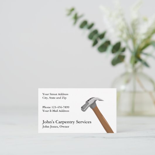 Carpenter Contractor Construction Business Card 名刺 (スタンド正面)