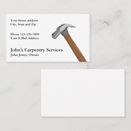 Carpenter Contractor Construction Business Card 名刺 (正面/裏面)