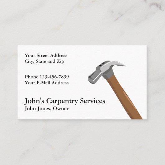 Carpenter Contractor Construction Business Card 名刺 (正面)