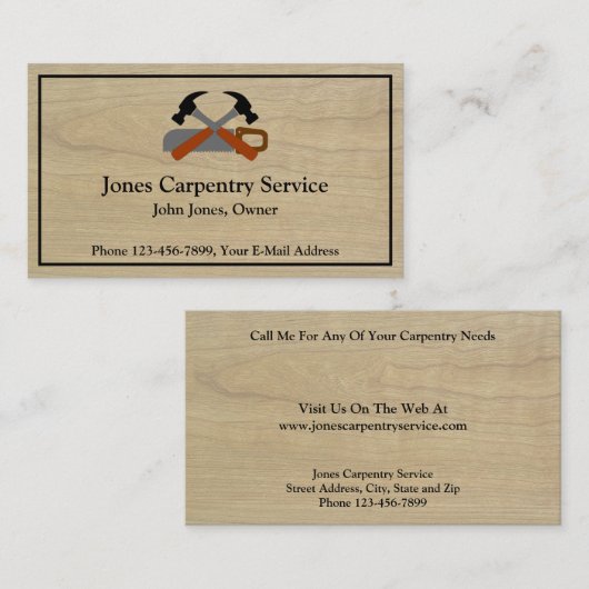 Carpenter Contractor Construction Business Card 名刺 (正面/裏面)