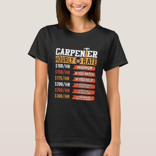 Carpenter Hourly Rate Father's Day Carpenter Tシャツ (正面)