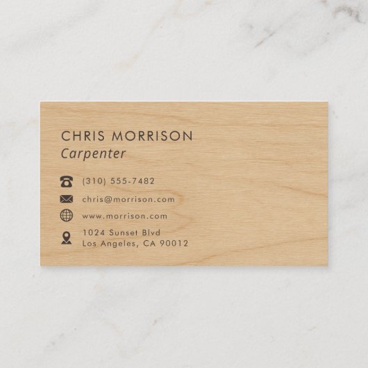 Carpenter Rustic Wood Monogram Professional 名刺 (裏面)