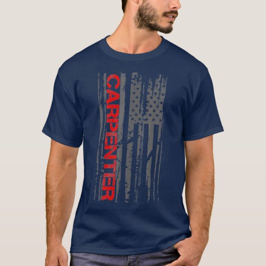 Carpenter Woodwork Patriotic American Flag Tシャツ (正面)