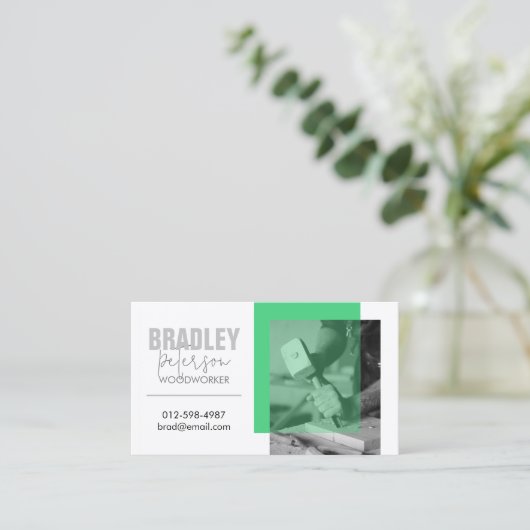 Carpenter Woodworkerカスタマイズ可能なイメージ 名刺 (スタンド正面)