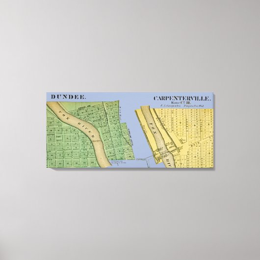 CARPENTERSVILLEダンディーイリノイ1871の地図 キャンバスプリント (正面)
