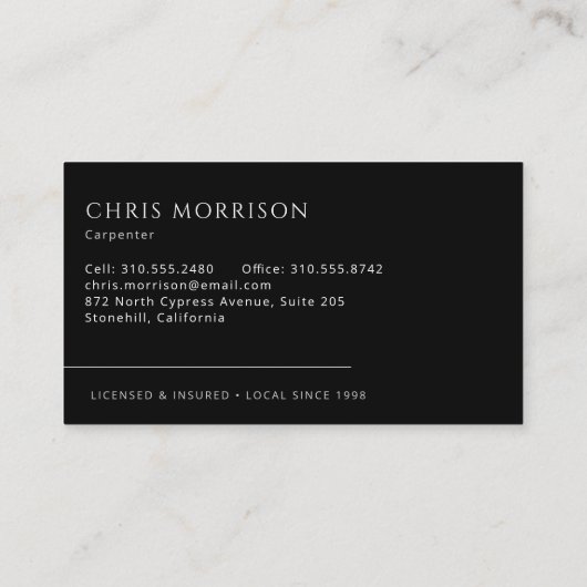 Carpentry Carpenter Black Silver 名刺 (裏面)