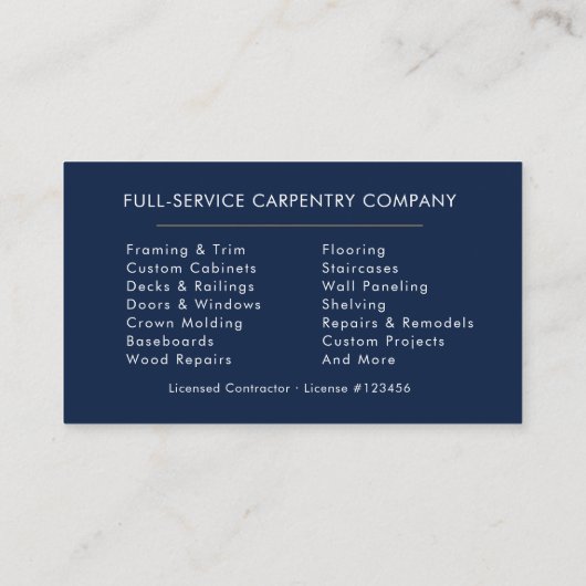 Carpentry Home Improvement Hammer Saw 名刺 (裏面)