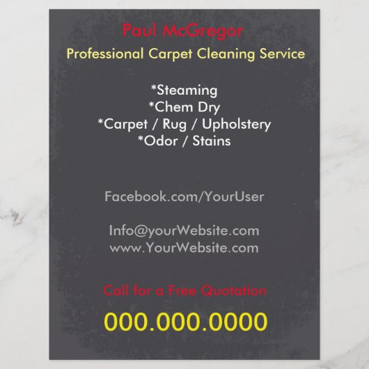 Carpet Cleaning Service Flyer チラシ (裏面)