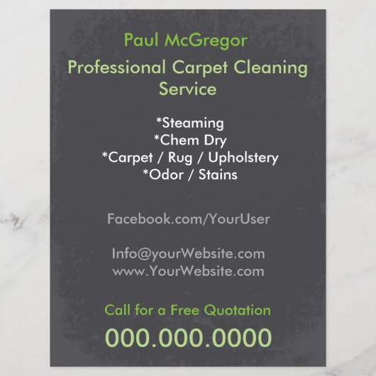 Carpet Cleaning Service Flyer チラシ (裏面)