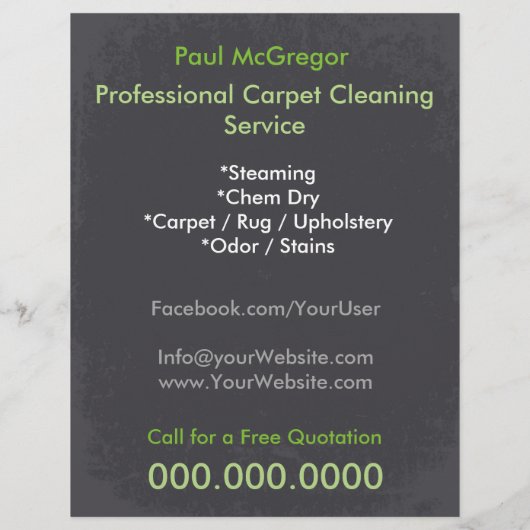 Carpet Cleaning Service Flyer チラシ (裏面)