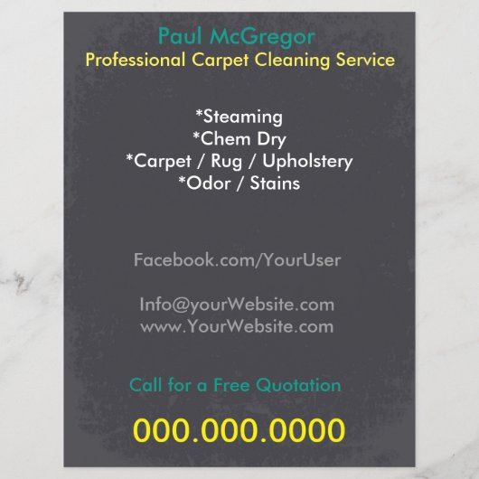 Carpet Cleaning Service Flyer チラシ (裏面)