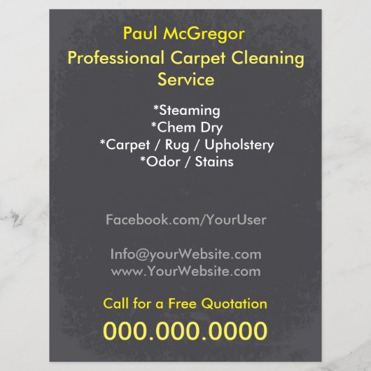 Carpet Cleaning Service Flyer チラシ (裏面)